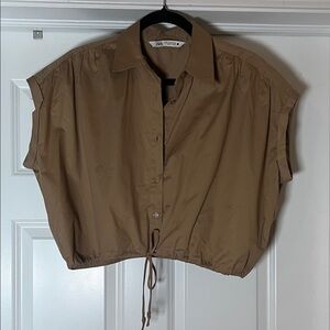 Zara Women's Brown Button Down Shirt